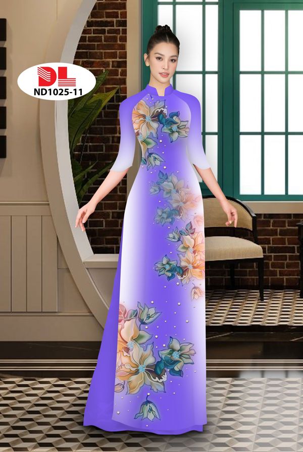 Vải Áo Dài Hoa In 3D AD ND1025 8